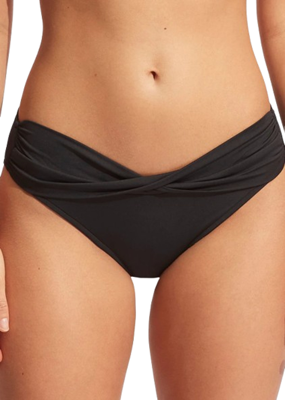 SEAFOLLY Women's Twist Band Hipster Bikini Bottom Size 4 Black Swim NWT